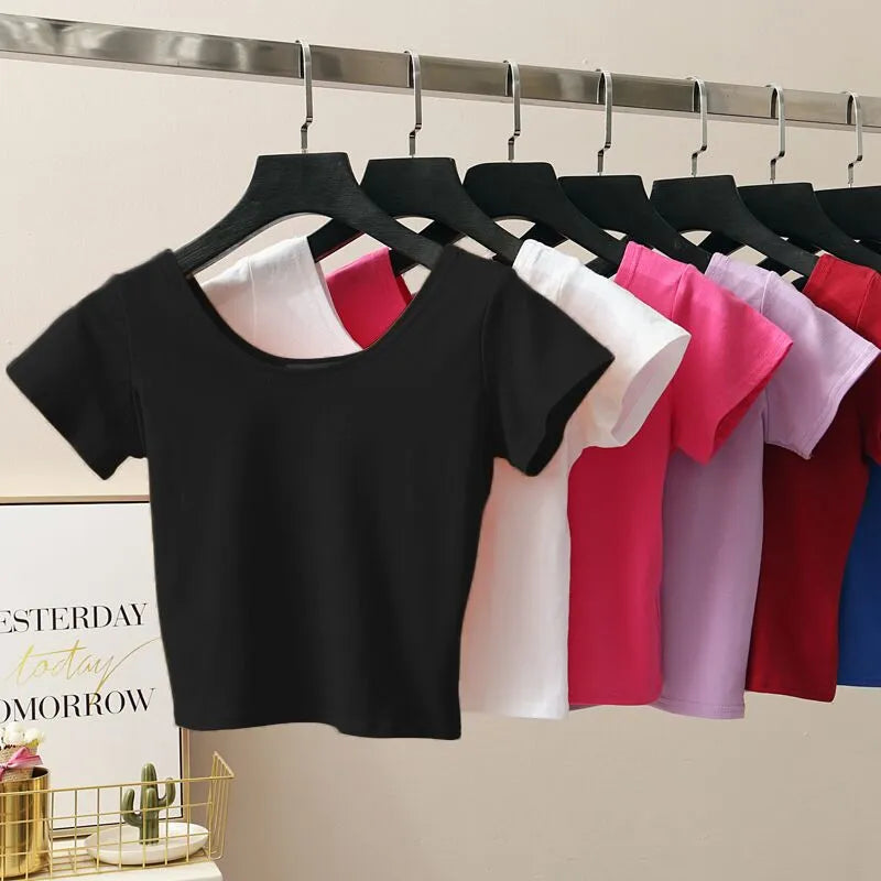 Top court de printemps : T-shirt à manches courtes pour femme