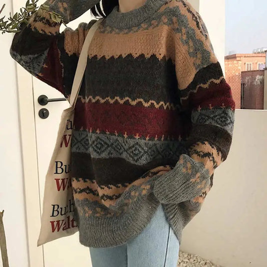 Suéter Vintage Argyle: Elegancia y Comodidad para el Invierno