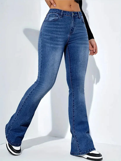 Jeans Flare de Cintura Alta Mustache para Mujer - Estilo Punk Y2K