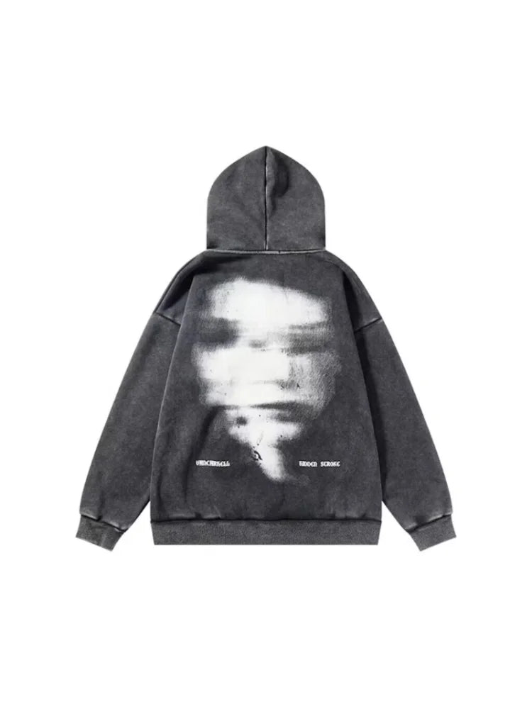 Gothic Aura Zip-Up Graphic Hoodie