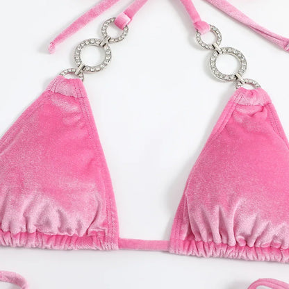 Brillo Rosa Bikini Triángulo - Conjunto de Lujo 2024
