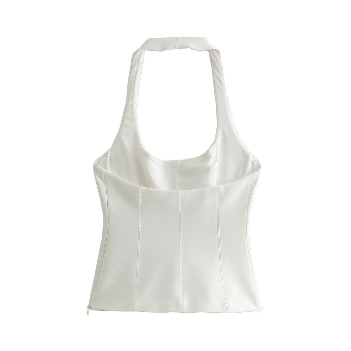 Blusa Glamour de Verão: Top Branco Halter Crop, Corte Sensual e Fresco para Mulheres Modernas