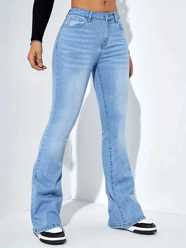 Jeans Flare de Cintura Alta Mustache para Mujer - Estilo Punk Y2K