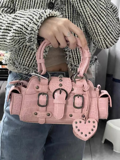 Bolso Mensajero Vintage Rosado Encanto Grunge