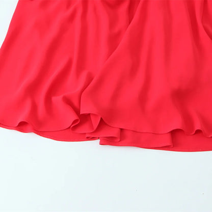 Vestido Rojo Sin Mangas con Espalda Descubierta y Tirantes