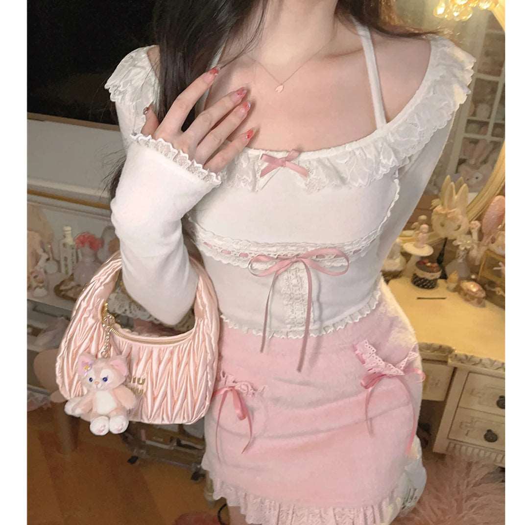 Blusa Lolita Kawaii de Encaje y Moño