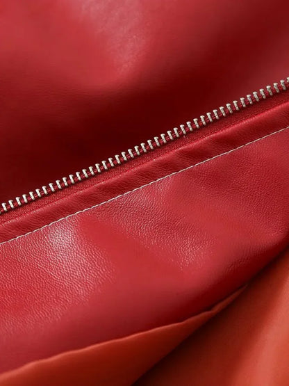 Veste en Cuir Rouge "Eclatante"