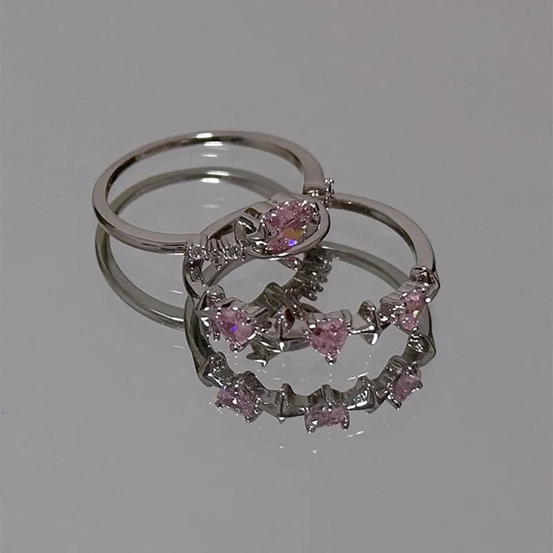 Brillante Anillo de Novia Rosa con Estilo Y2K - Dizzy Four