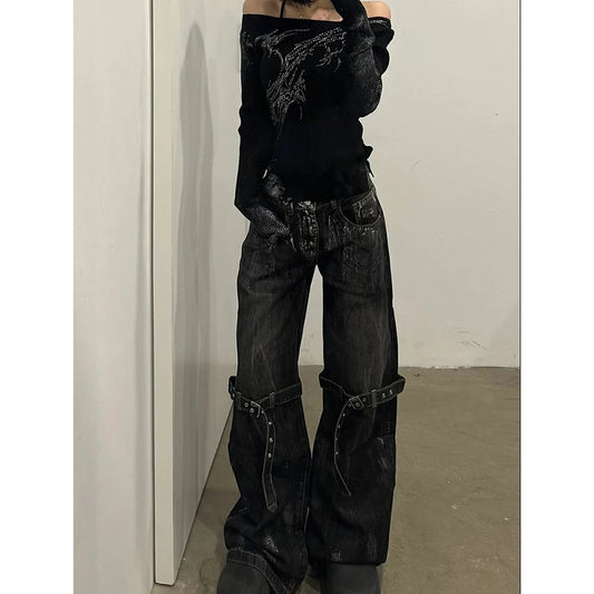 Estilo Estelar: Pantalones de Mezclilla Anchos de Cintura Alta para Mujer