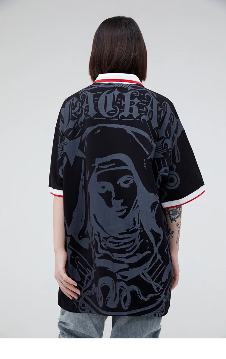 Camiseta Polo de Hip Hop con Gráfico de la Virgen María