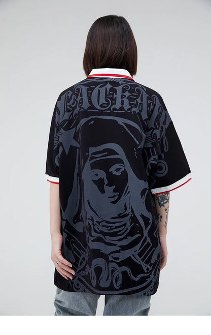 Camiseta Polo de Hip Hop con Gráfico de la Virgen María