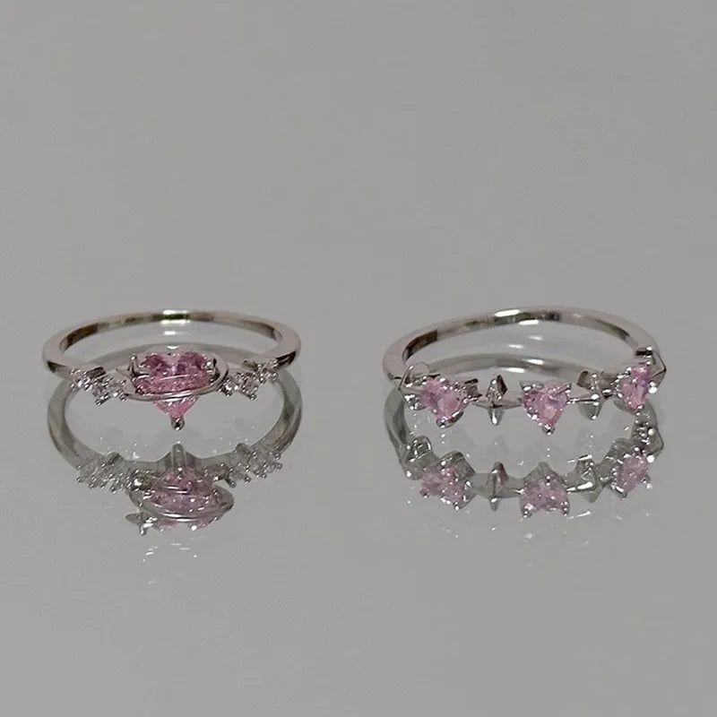 Brillante Anillo de Novia Rosa con Estilo Y2K - Dizzy Four