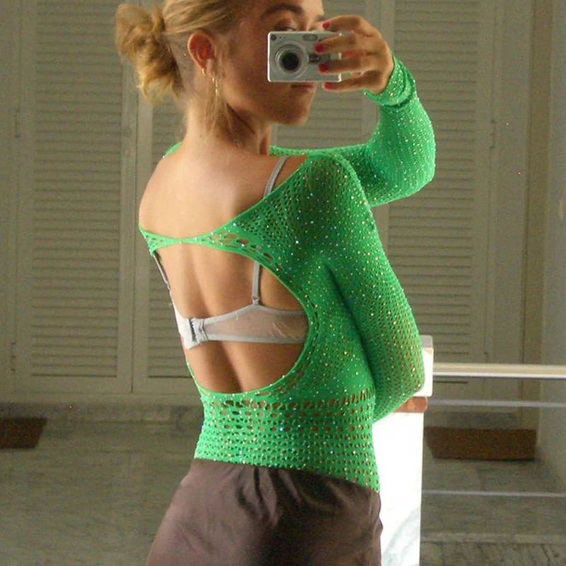 Top Transparente con Diamantes Y2K