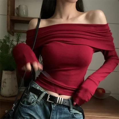 Red Spice Off Shoulder Crop Top - Top Corto Sensual - Dizzy Four