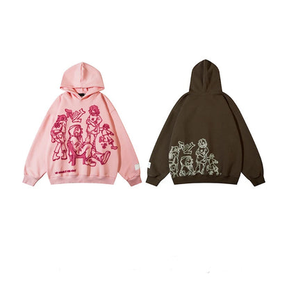 Hoodie Geométrico Streetwear Rosado - Y2K Chic