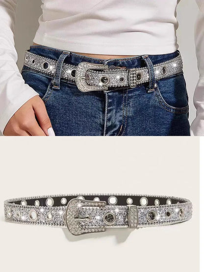 Star de la mode : ceinture en cuir avec strass