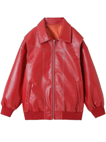 Veste en Cuir Rouge "Eclatante"