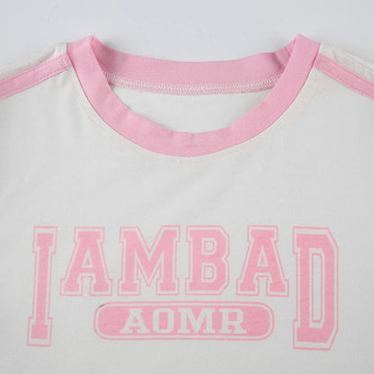 Cute Pink Letter Crop Top