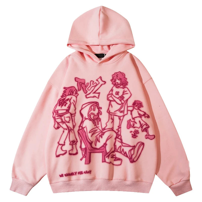 Hoodie Geométrico Streetwear Rosado - Y2K Chic