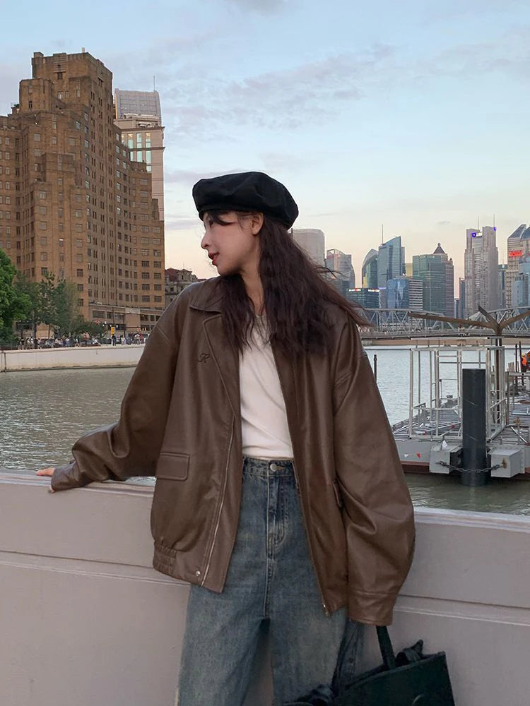 Veste vintage en simili cuir pour femme : style moto, urbain et sophistiqué