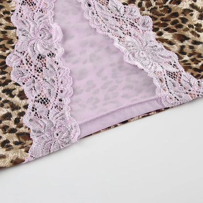 Top vintage de renda leopardo