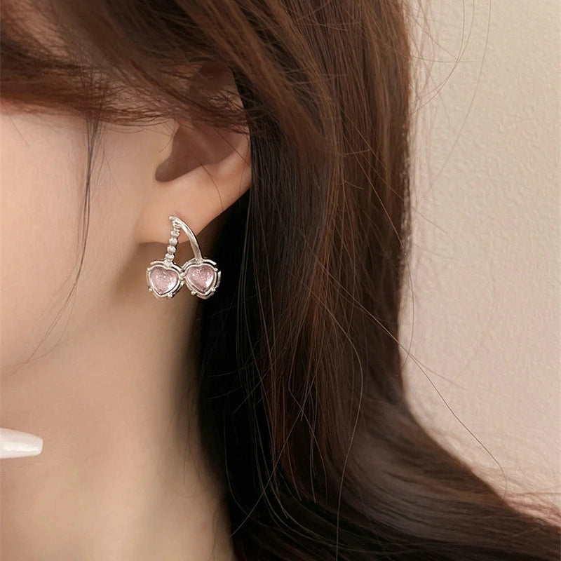 Dulces Encantos: Aretes de Cristal Rosa Vintage con Lazo Y2K - Dizzy Four