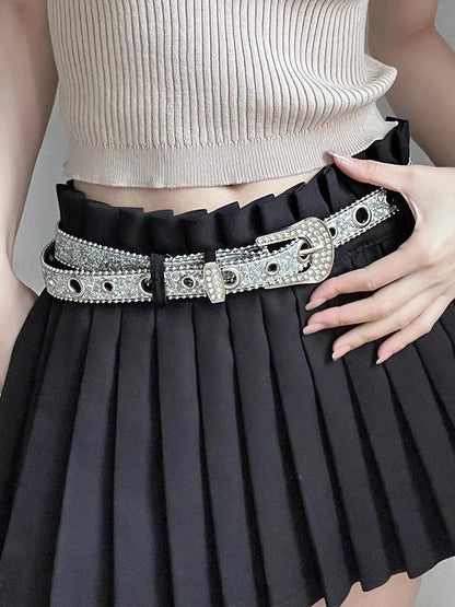 Star de la mode : ceinture en cuir avec strass