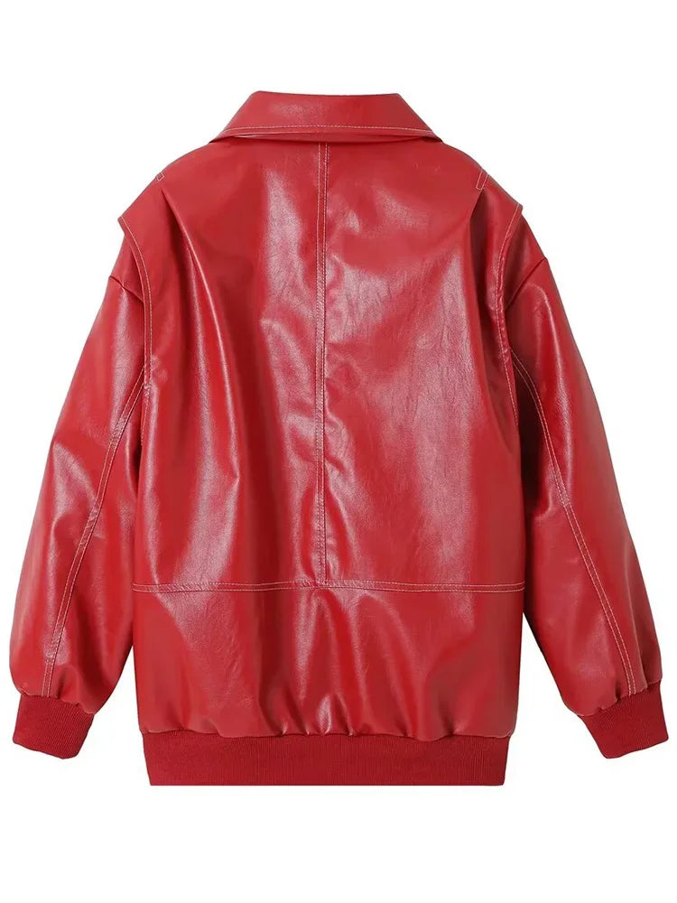 Veste en Cuir Rouge "Eclatante"