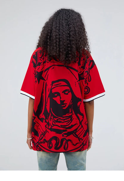 Camiseta Polo de Hip Hop con Gráfico de la Virgen María