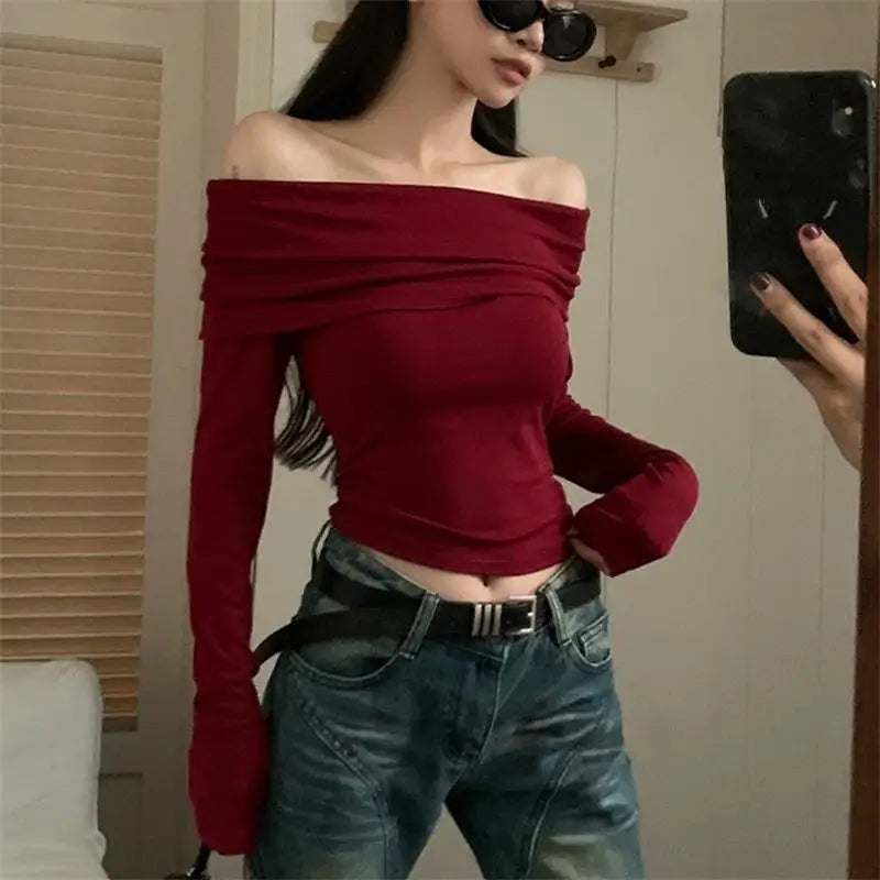 Red Spice Off Shoulder Crop Top - Top Corto Sensual - Dizzy Four