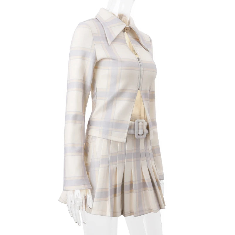 Conjunto Elegante Party Plaid para Mujer