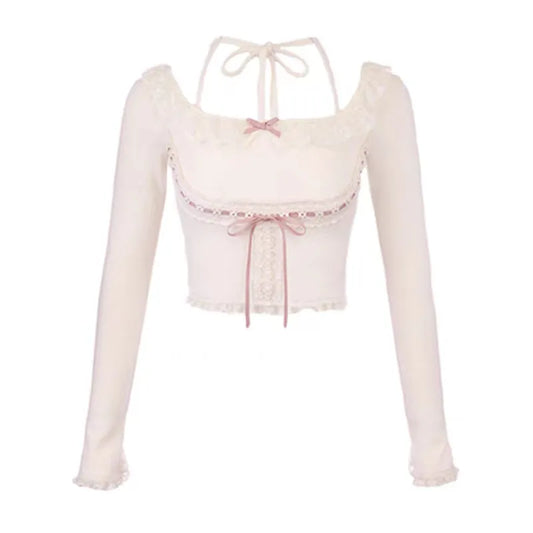 Blusa Lolita Kawaii de Encaje y Moño