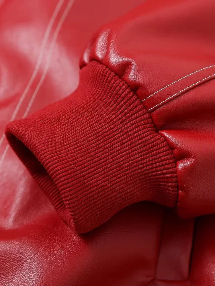 Veste en Cuir Rouge "Eclatante"