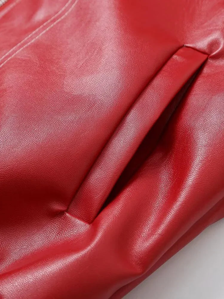 Veste en Cuir Rouge "Eclatante"