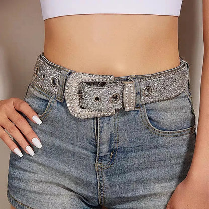 Star de la mode : ceinture en cuir avec strass