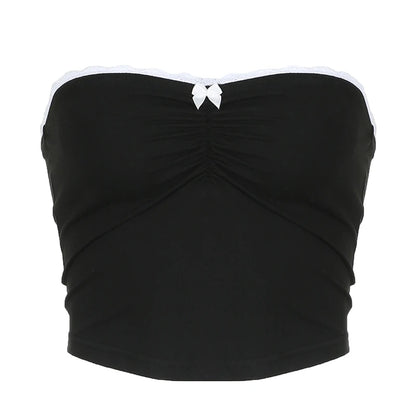 Vintage Contrast Bow Tube Top