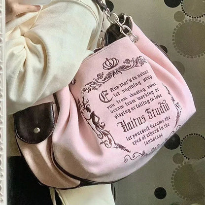 Sac fourre-tout gothique vintage rose Y2K