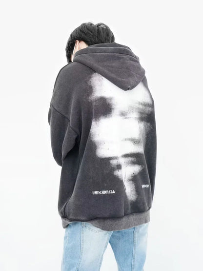 Gothic Aura Zip-Up Graphic Hoodie