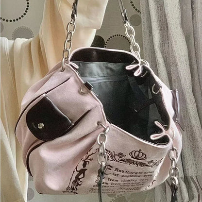 Bolso Tote Gótico Vintage Rosa Y2K