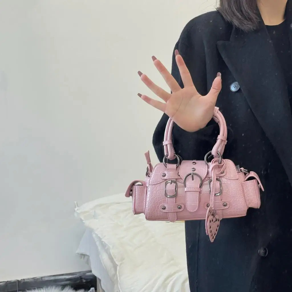 Bolso Mensajero Vintage Rosado Encanto Grunge