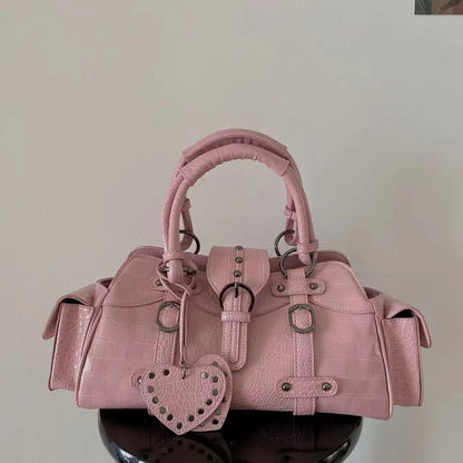 Sac messager grunge vintage rose charmant