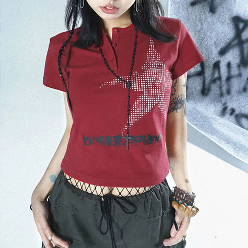 Estrella Japonesa Crop Top - Estilo Harajuku Y2K