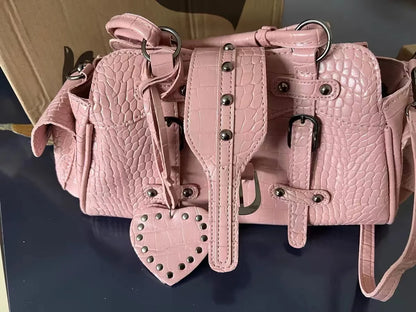 Bolso Mensajero Vintage Rosado Encanto Grunge