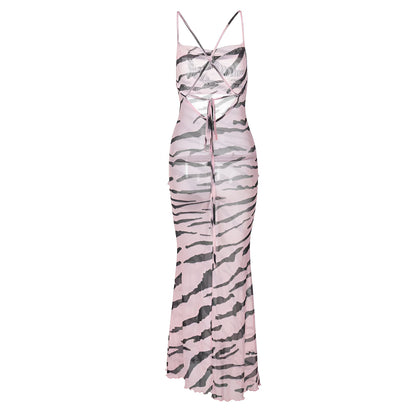 Vestido Maxi Adelphe Zebra Malha