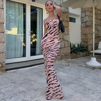 Adelphe Zebra Mesh Maxi Dress