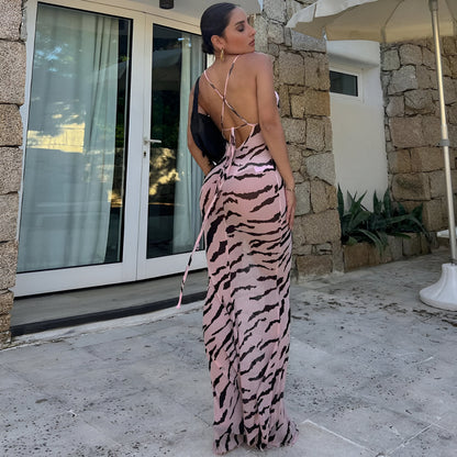 Adelphe Zebra Mesh Maxi Dress