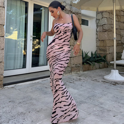 Adelphe Zebra Mesh Maxi Dress