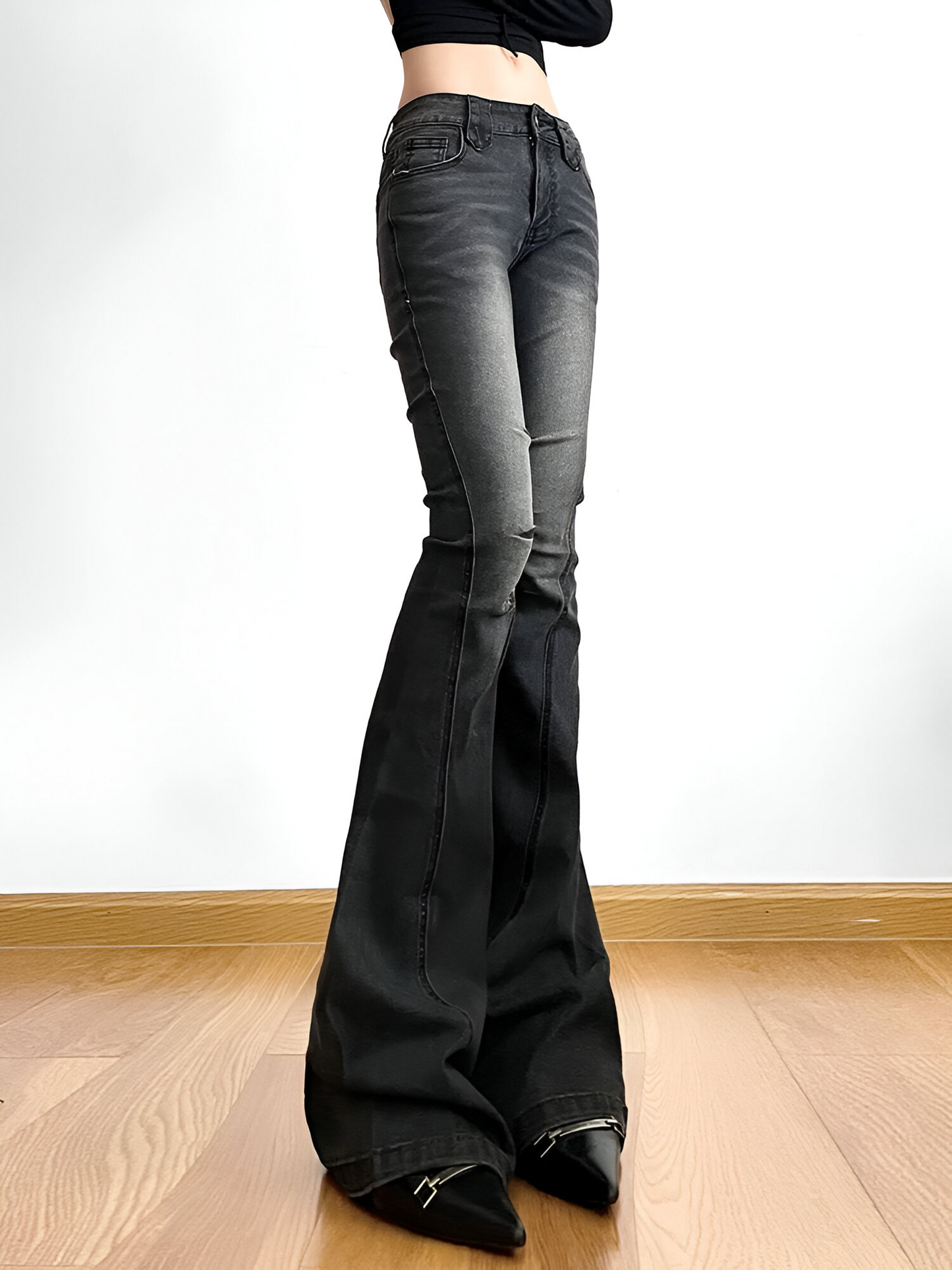 Estilo Vintage Harajuku: Pantalones Vaqueros Flare Skinny