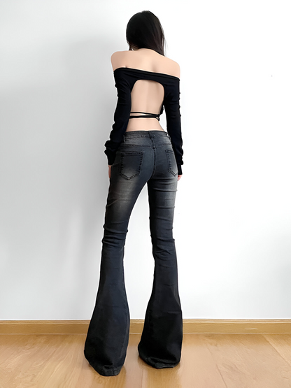 Estilo Vintage Harajuku: Pantalones Vaqueros Flare Skinny