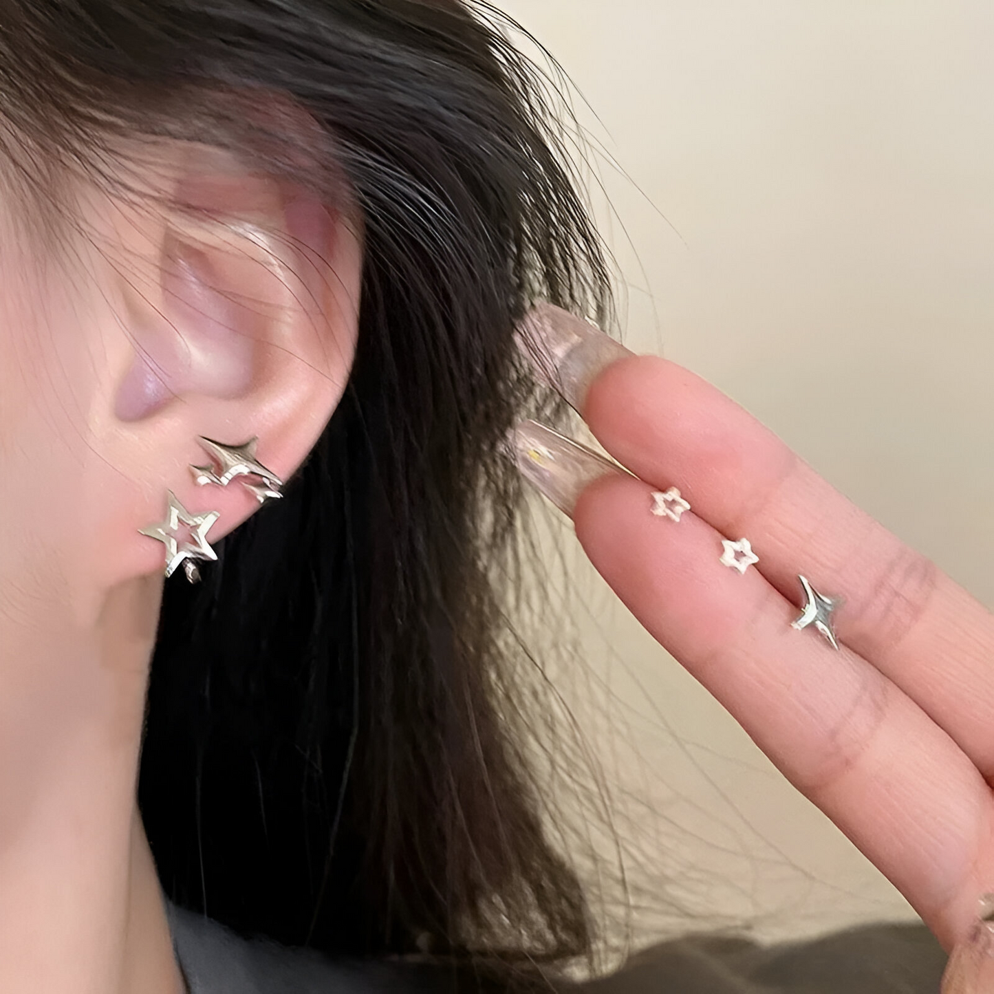 Étoiles chanceuses en argent : boucles d'oreilles étoile pentagramme